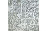 35 Drawings, 2010, frottages of travertine stone, graphite on paper, 170x165cm