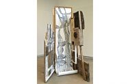 O.T., 2011, Holz, Papier, Frottagen, 220x100x150cm