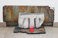 Master Student Price, UdK 2014, Installation Detail, Untitled, marble, slate, wood wedge and acrylic, 40x65x16cm