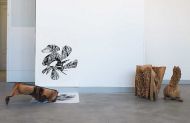 Master Student Exhibition 2014, Installation View, Untitled, cherrywood and woodcut, variable dimensions